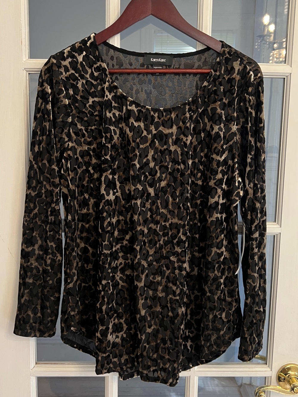 Karen Kane Women’s Leopard Velvet Burnout Shirttail Tunic Top USA NWT Size 1X